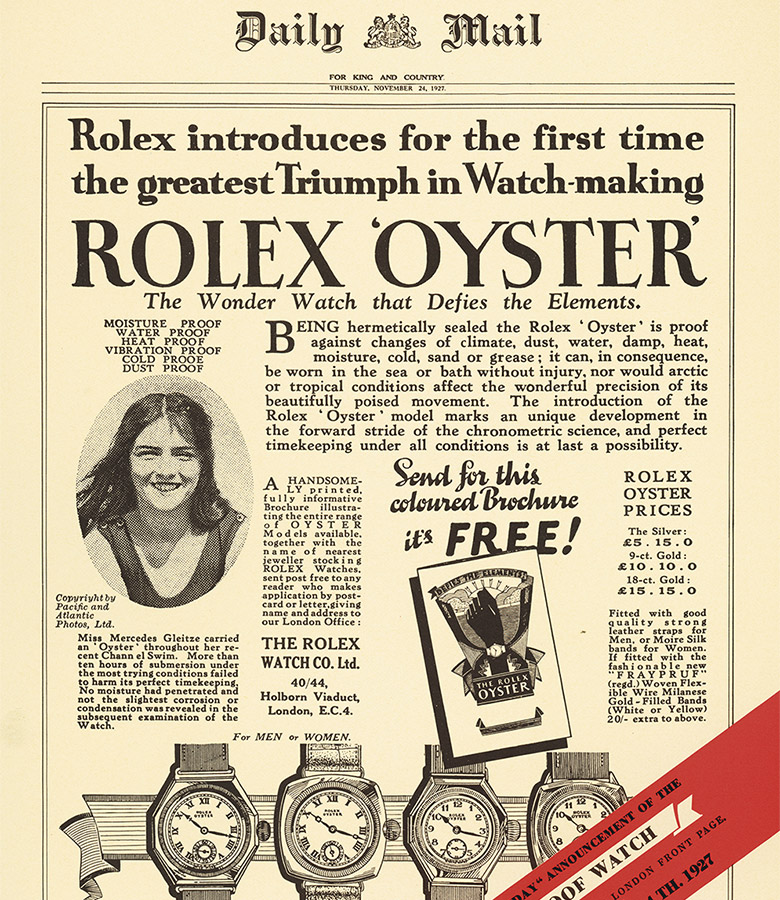 Mercedes Gleitze e l’Oyster Rolex nel 1927 - Gioielleria Stedile
